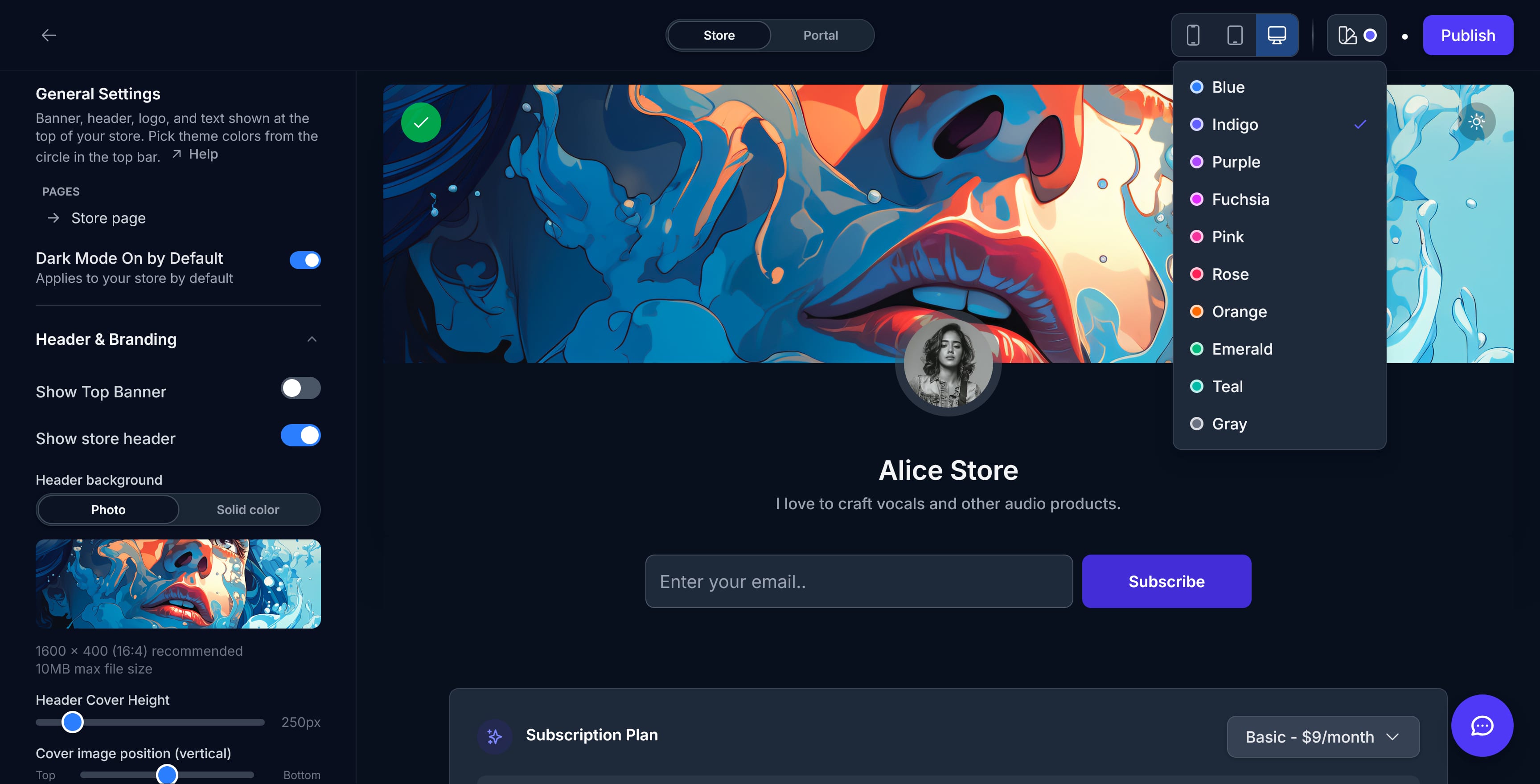 Example branded Roqstar storefront
