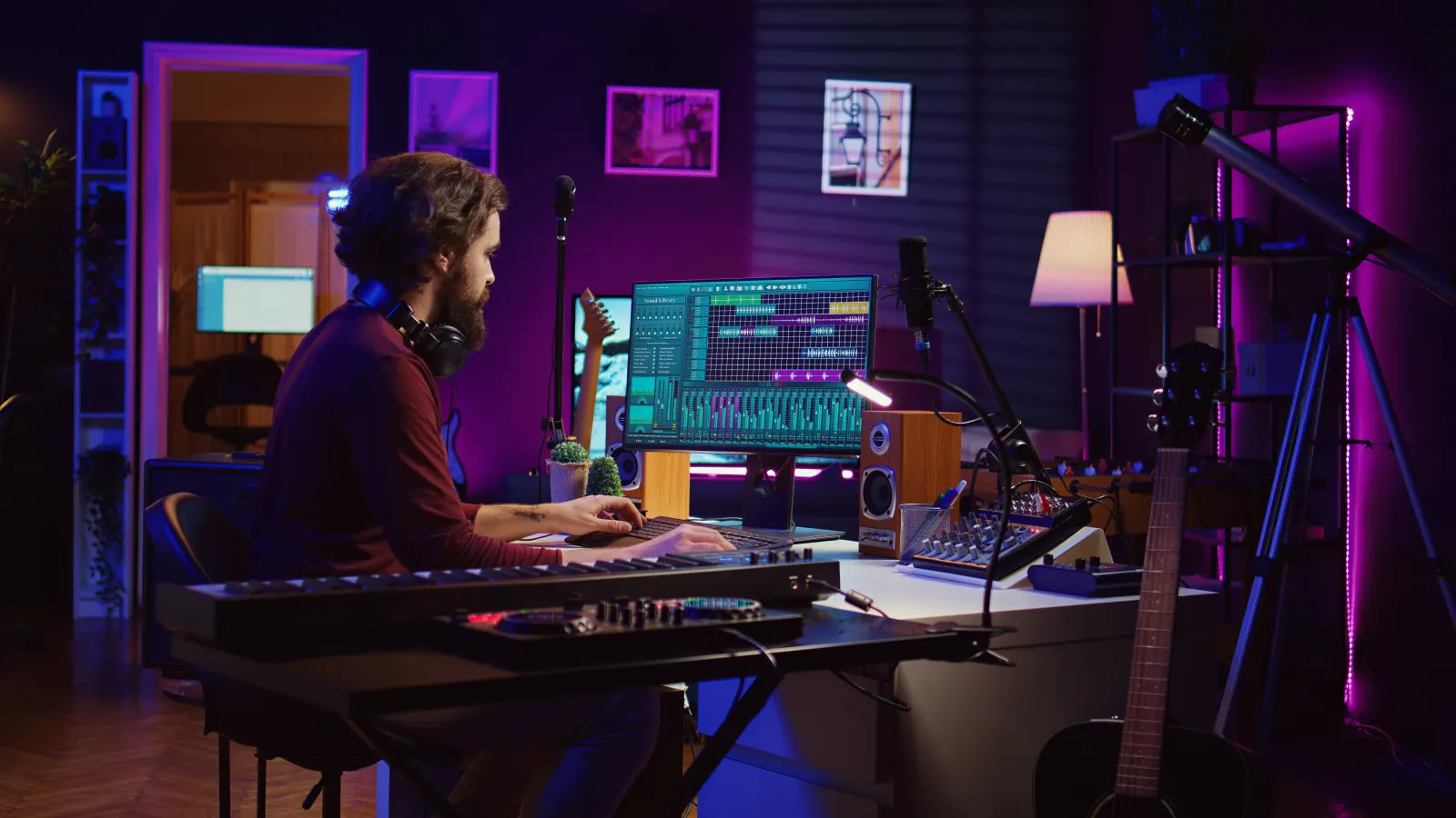 Audio engineer preparing tracks for stock music sales