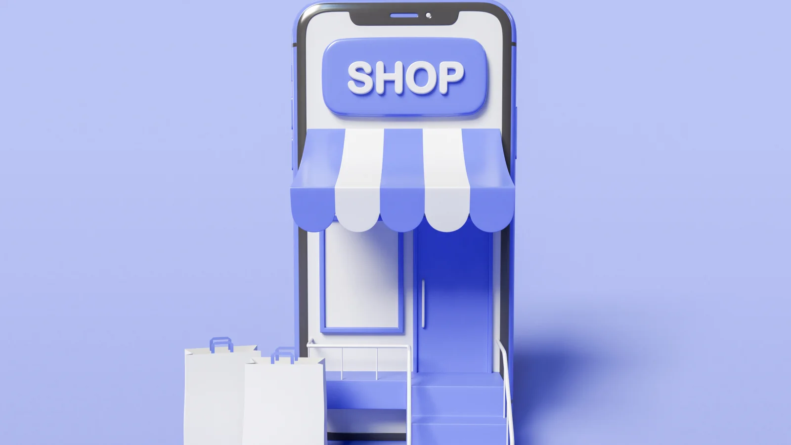 Online shop and digital storefront on a laptop