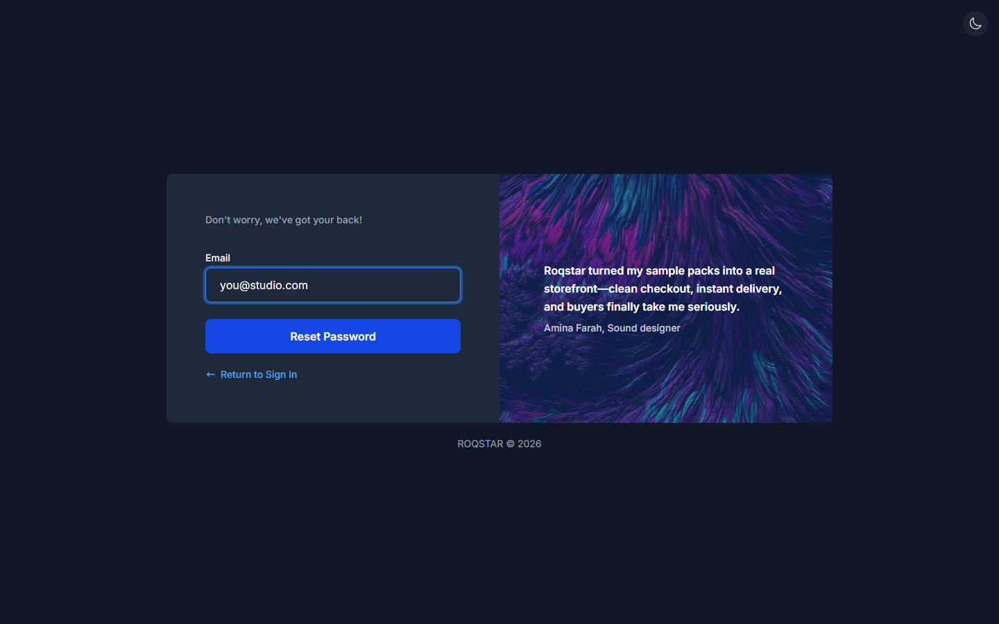 Password reset page asking for your account email.