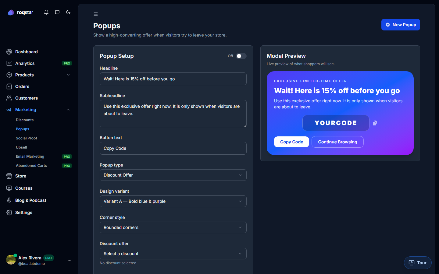 Lead magnet pricing type selected in wizard.