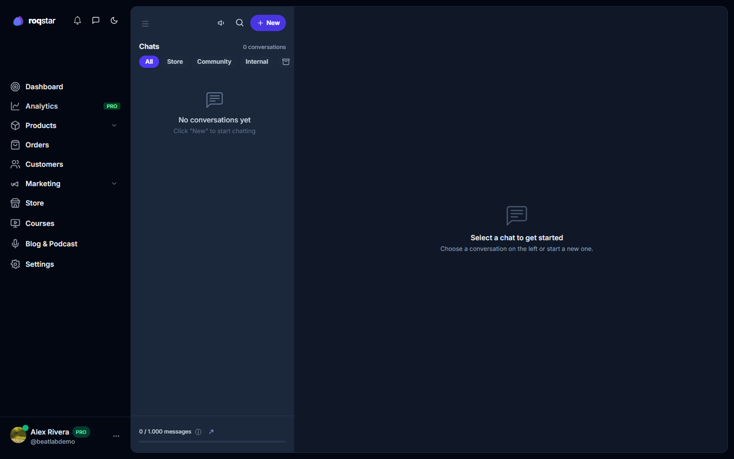 Seller chat inbox with conversation list and message thread.
