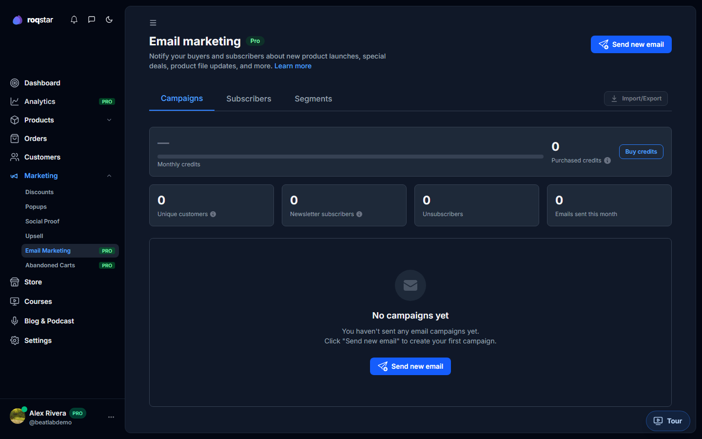 Email marketing campaigns list.