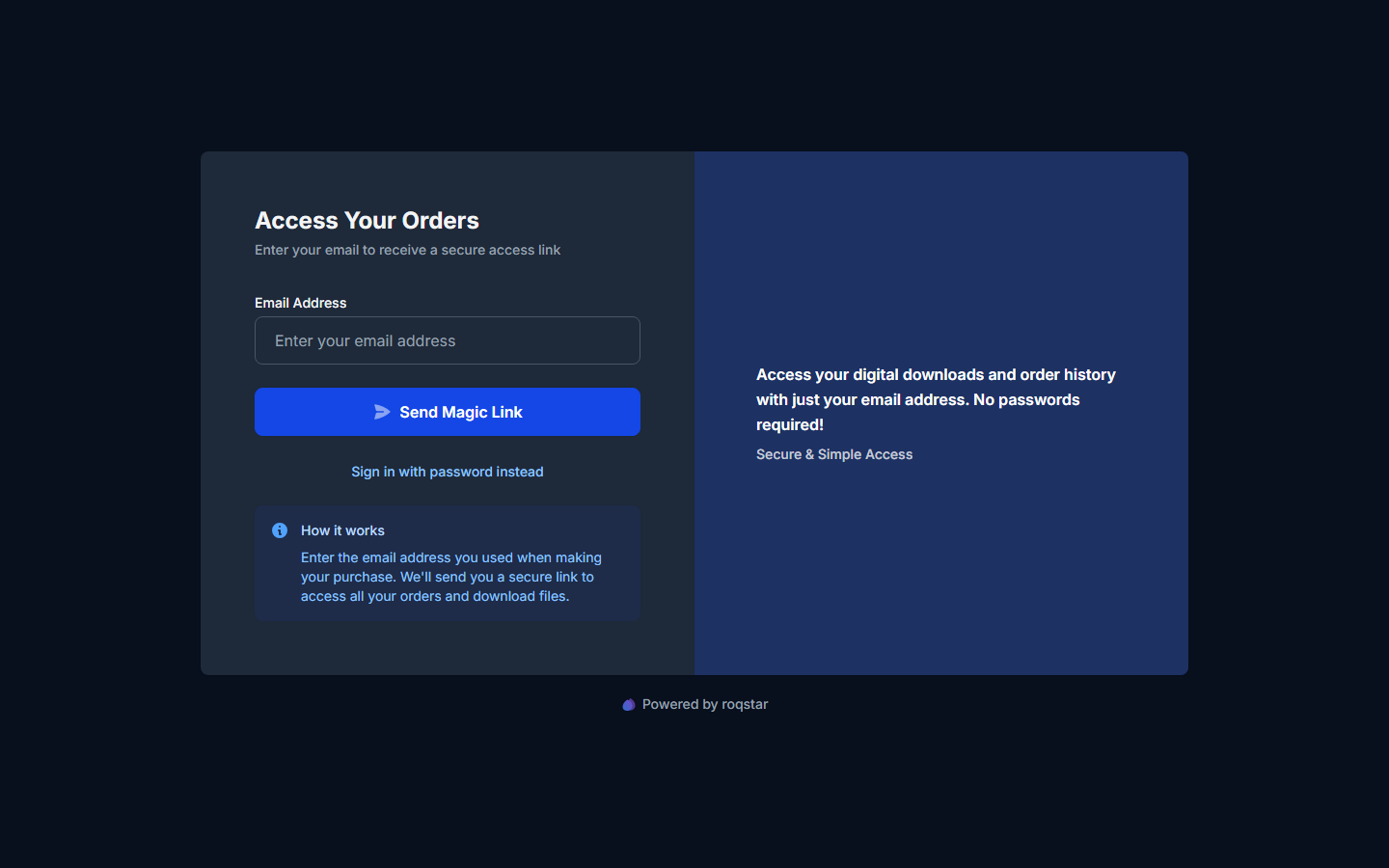 Customer Portal account hub with section navigation.